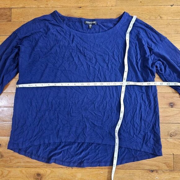 EILEEN FISHER Top Petite Size L Stretch Viscose Jersey Tunic Round Neck Long Sle - Picture 5 of 7
